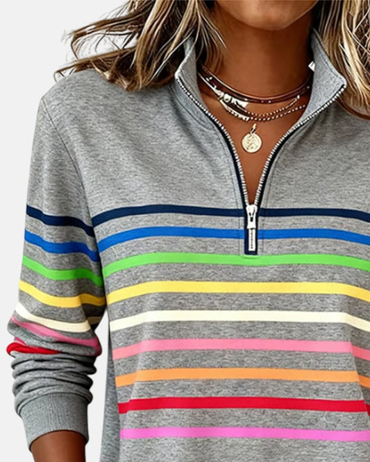 Bridgette™ | Colourful Casual Half-Zip Sweatshirt