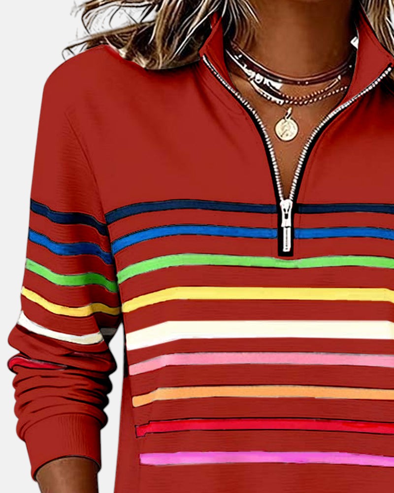 Bridgette™ | Colourful Casual Half-Zip Sweatshirt