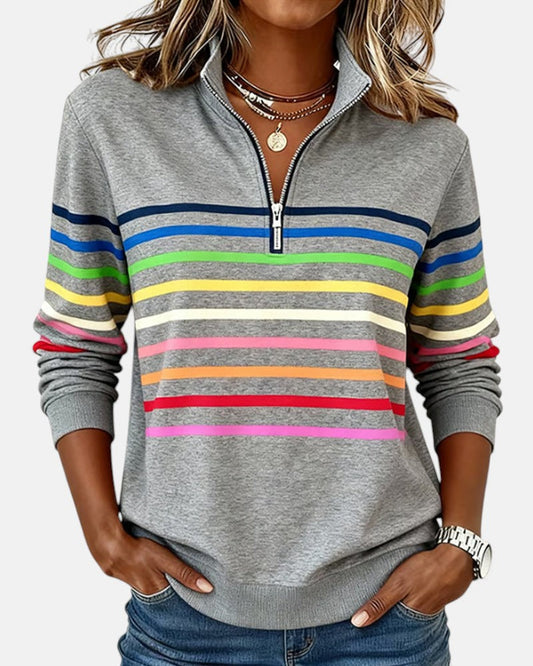 Bridgette™ | Colourful Casual Half-Zip Sweatshirt