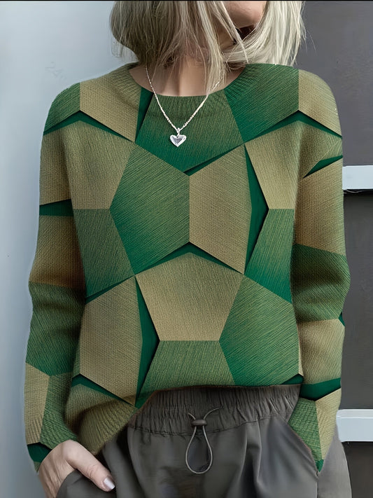 Lyka™ | Geometric Colorblock Knit Sweater