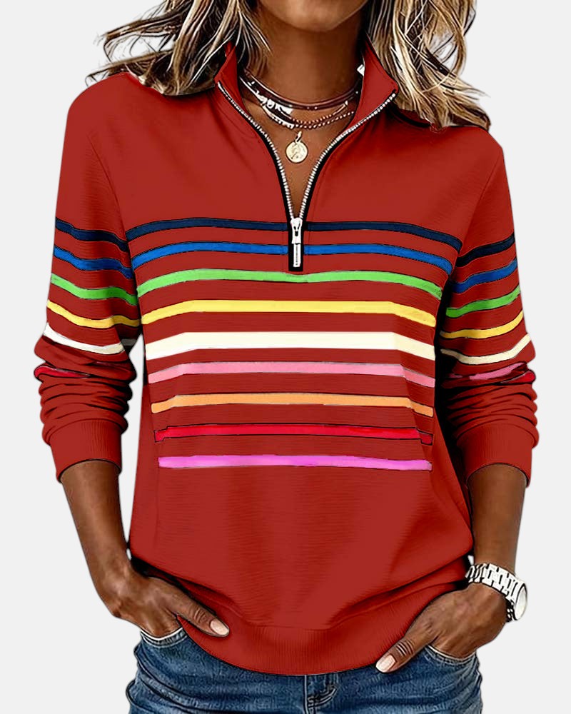 Bridgette™ | Colourful Casual Half-Zip Sweatshirt