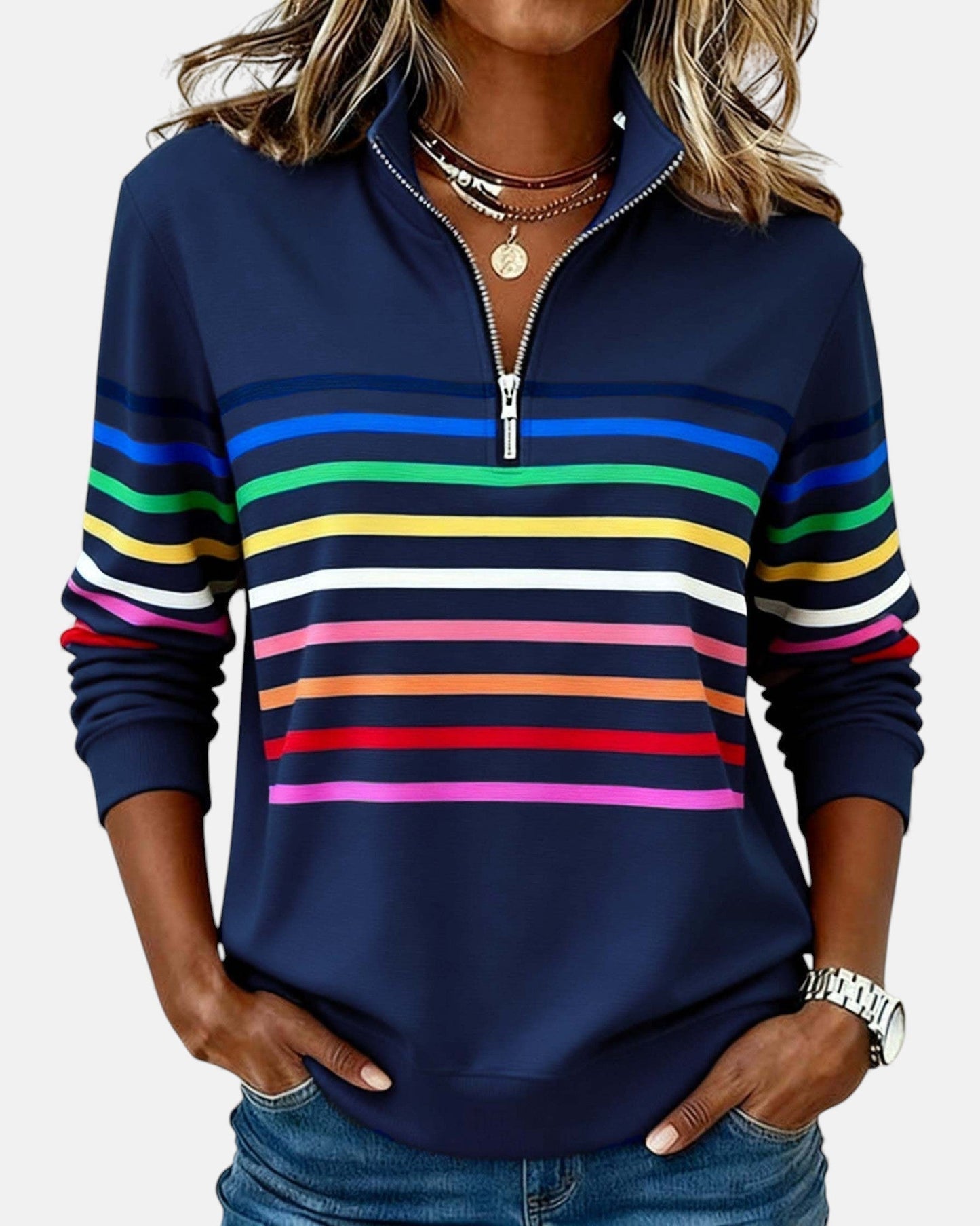 Bridgette™ | Colourful Casual Half-Zip Sweatshirt